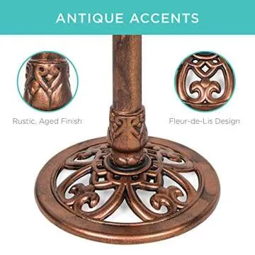 Elegant 28in Pedestal Bird Bath with Fleur-de-Lis Accents