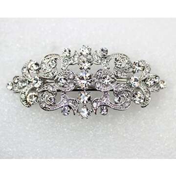 Faship Gorgeous Clear Crystal Floral Hair Barrette Clip