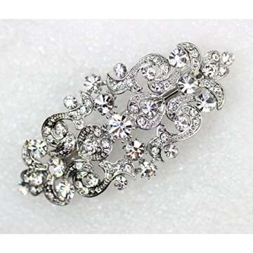 Faship Gorgeous Clear Crystal Floral Hair Barrette Clip