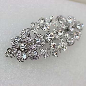 Faship Gorgeous Clear Crystal Floral Hair Barrette Clip
