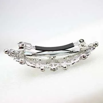 Faship Gorgeous Clear Crystal Floral Hair Barrette Clip
