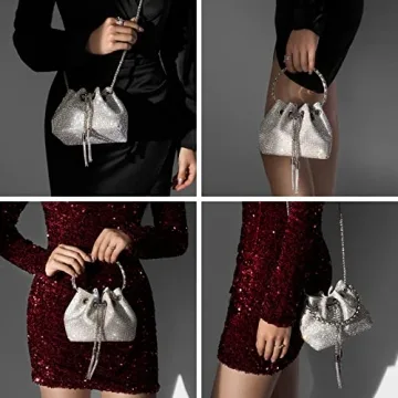 SWEETV Rhinestone Bucket Handbag For Formal Events