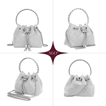 SWEETV Rhinestone Bucket Handbag For Formal Events