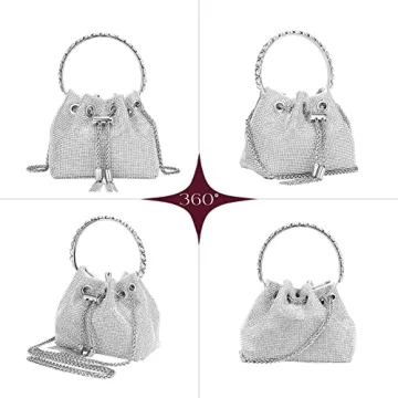 SWEETV Rhinestone Bucket Handbag For Formal Events