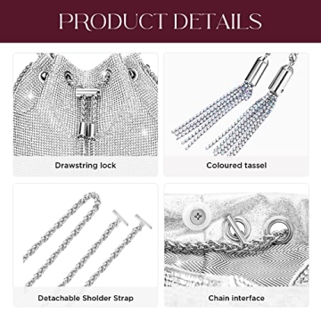 SWEETV Rhinestone Bucket Handbag For Formal Events