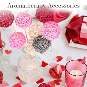 DomeStar 24PCS Pink Rattan Balls, Valentine's Day Decorative Balls for Bowl Centerpiece, 2 Inches Cute Wicker Balls, Bowl Fillers for Wedding Party Home Decor