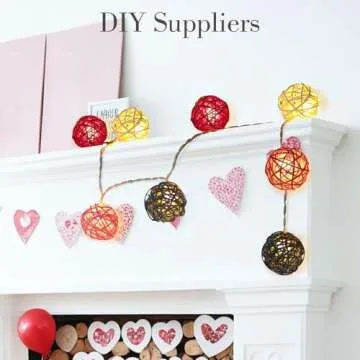 DomeStar 24PCS Pink Rattan Balls, Valentine's Day Decorative Balls for Bowl Centerpiece, 2 Inches Cute Wicker Balls, Bowl Fillers for Wedding Party Home Decor