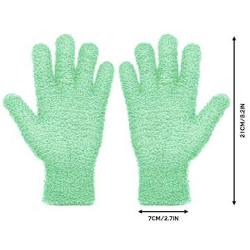 Patelai 2 Pairs Microfiber Gloves for plants Dusting Cleaning Glove Mittens House Cars Blinds Dusting(Blue, Grass Green, Large)