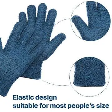 Patelai 2 Pairs Microfiber Gloves for plants Dusting Cleaning Glove Mittens House Cars Blinds Dusting(Blue, Grass Green, Large)