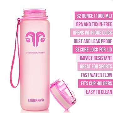 Embrava Best Sports Water Bottle - 32 oz Durable & Stylish