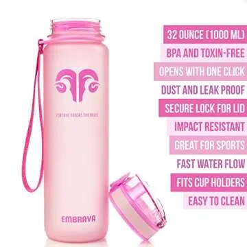 Embrava Best Sports Water Bottle - 32 oz Durable & Stylish