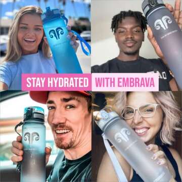 Embrava Best Sports Water Bottle - 32 oz Durable & Stylish