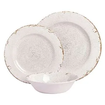 Gibson Home Mauna Melamine Dinnerware Set - Service for 4 in Ice Rustic