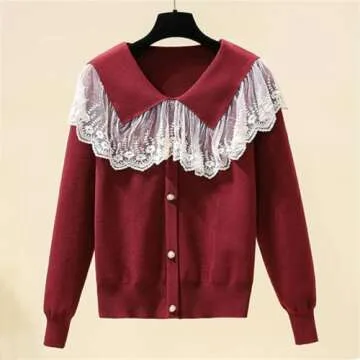 Chic Lace Doll Collar Cardigan for Women - Autumn Winter Style