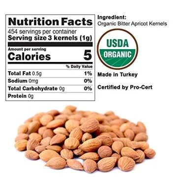 Bitter Apricot Kernels Organic Raw - 1LB Bag, USDA Certified