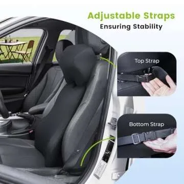 Dreamer Car Back Support Lumbar Support for Car & Car Neck Pillow kit for Driving Fatigue Relief,Memory Foam Ergonomic Car Pillow Comfort Your Neck and Back,Black