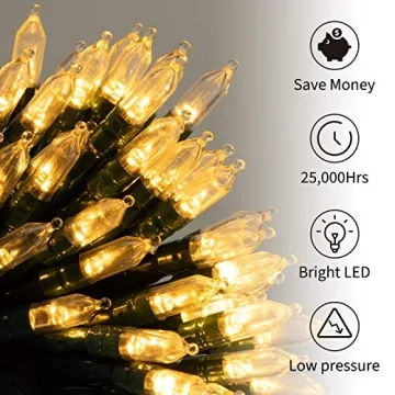 200 LED Warm White Mini Lights - 75 Feet with 8 Modes