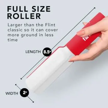 Flint XL Retractable Lint Roller for Clothes, Refillable and Reusable Pet Hair Roller with 140 Extra Tear-Off Sheets, Perfect Lint Rollers for Pet Hair Extra Sticky Light Grey