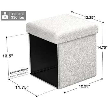 Sorbus Teddy Fabric Storage Ottoman with Cozy Design