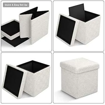 Sorbus Teddy Fabric Storage Ottoman with Cozy Design
