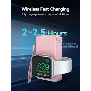 LVFAN Portable Charger for Apple Watch, 4000mAh iWatch Charger Power Bank Wireless Battery Pack Magnetic Travel Smart Watch Charger for Apple Watch Series 10 9 8 7 6 5 4 3 2 1 SE Ultra 2 Ultra (Pink)