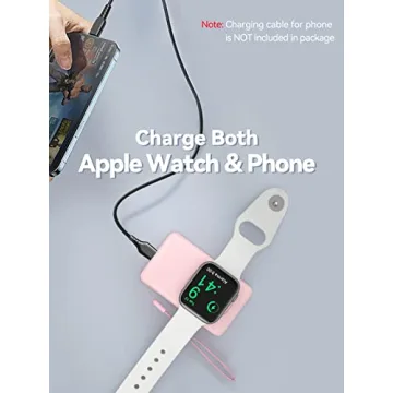 LVFAN Portable Charger for Apple Watch, 4000mAh iWatch Charger Power Bank Wireless Battery Pack Magnetic Travel Smart Watch Charger for Apple Watch Series 10 9 8 7 6 5 4 3 2 1 SE Ultra 2 Ultra (Pink)