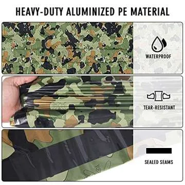 Delmera Emergency Sleeping Bag, Lightweight Survival Sleeping Bags Waterproof Thermal Emergency Blanket, Bivy Sack Survival Gear for Outdoor Adventure, Camping, Hiking, Orange&Camouflage