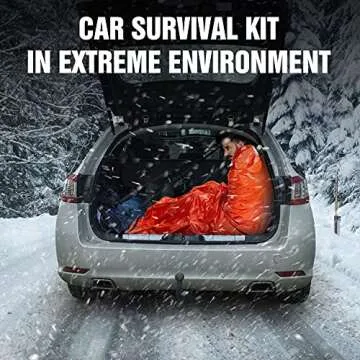 Delmera Emergency Sleeping Bag, Lightweight Survival Sleeping Bags Waterproof Thermal Emergency Blanket, Bivy Sack Survival Gear for Outdoor Adventure, Camping, Hiking, Orange&Camouflage