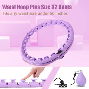OurStarry 34 Knots Weighted Workout Hoop Plus Size, Smart Waist Exercise Ring for Adults Weight Loss (34Links Purple)