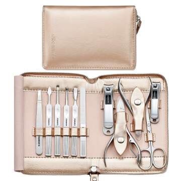 Professional Manicure Set with Leather Case for Women