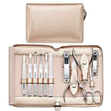 Professional Manicure Set with Leather Case for Women