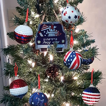 Memorial Day Tree Decorations 12 Pcs Patriotic Ornaments
