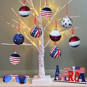 Memorial Day Tree Decorations 12 Pcs Patriotic Ornaments