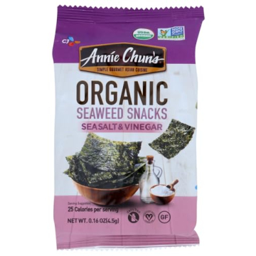 Annie Chun's Organic Seaweed Snacks, Sea Salt & Vinegar, USDA Certified Organic, Vegan, Gluten Free ...