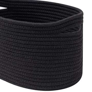 CubesLand Black Woven Baskets for Shelves Storage,Cube Shelf Closet, Set 3,Long-lasting &Skin-friendly Toy Storage Bin,Stylish Room Decor Basket,Cotton Rope Basket