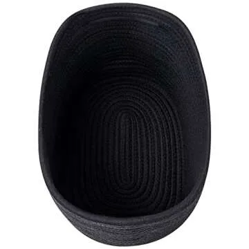 CubesLand Black Woven Baskets for Shelves Storage,Cube Shelf Closet, Set 3,Long-lasting &Skin-friendly Toy Storage Bin,Stylish Room Decor Basket,Cotton Rope Basket