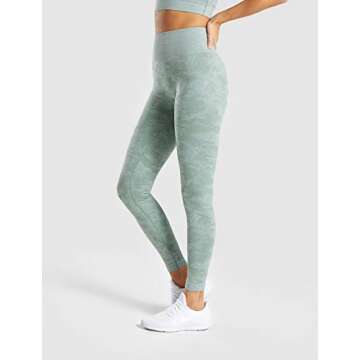 M MOYOOGA Camo Seamless Legging for Women High Waist Tummy Control Workout Gym Sport Active Yoga Fitness Pants (Small, Sage Green)