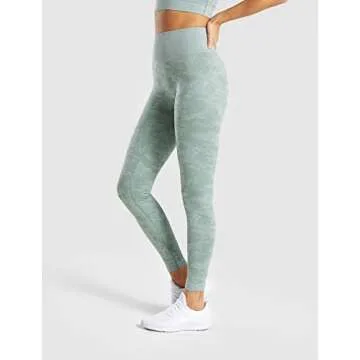 M MOYOOGA Camo Seamless Legging for Women High Waist Tummy Control Workout Gym Sport Active Yoga Fitness Pants (Small, Sage Green)