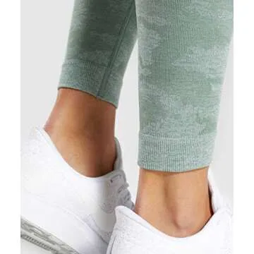 M MOYOOGA Camo Seamless Legging for Women High Waist Tummy Control Workout Gym Sport Active Yoga Fitness Pants (Small, Sage Green)