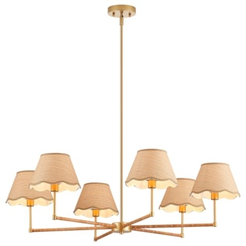 Stylish ELYYCUPA 39" Boho Rattan Chandelier - Perfect for Every Space