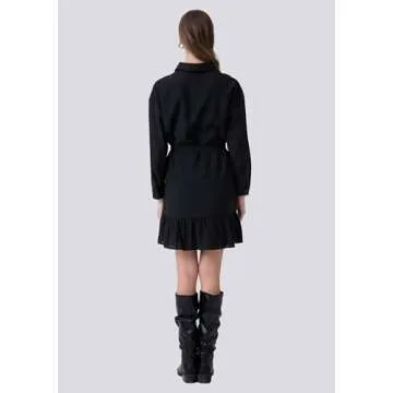 Olaesa Women's Black Shirt Dress for Versatile Style