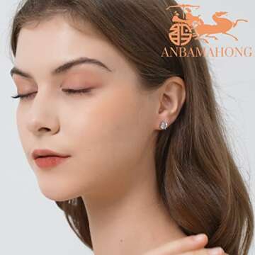 Anbamahong Moissanite Earrings Lab Created Diamond 925 Sterling Silver Studs for Men Women Jewelry Gifts