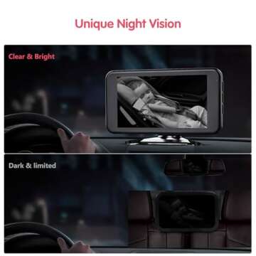 Babyvue Baby Car Mirror Camera for 2 Kids with IR Night Vision, 3X Zoom Car Camera for Baby 1080P HD...