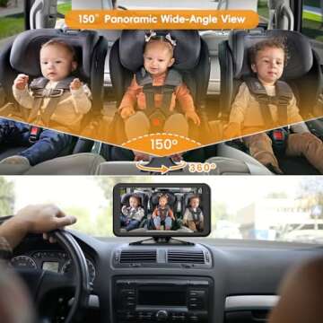 Babyvue Baby Car Mirror Camera for 2 Kids with IR Night Vision, 3X Zoom Car Camera for Baby 1080P HD Images 360°Rotating Adjustable Car Seat Camera for Baby Rear Facing BV1