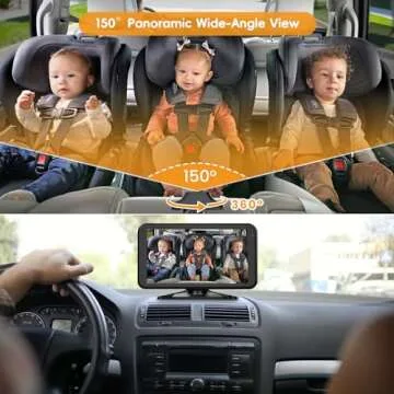 Babyvue Baby Car Mirror Camera for 2 Kids with IR Night Vision, 3X Zoom Car Camera for Baby 1080P HD Images 360°Rotating Adjustable Car Seat Camera for Baby Rear Facing BV1