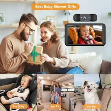 Babyvue Baby Car Mirror Camera for 2 Kids with IR Night Vision, 3X Zoom Car Camera for Baby 1080P HD Images 360°Rotating Adjustable Car Seat Camera for Baby Rear Facing BV1