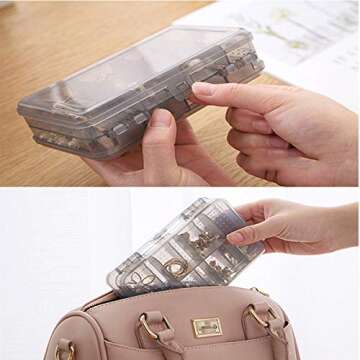 2Pcs Grey Double Layer Plastic Jewelry Box Organizer Storage Container for Earrings, Necklaces, Rings, Bead, Fishing Tackle, Jewelry, Pins, Hair Clips, Screws, Small Items Craft Box Case (10 Grid)