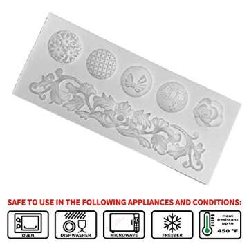 Neepanda Baroque Silicone Mold for Cake Decorating