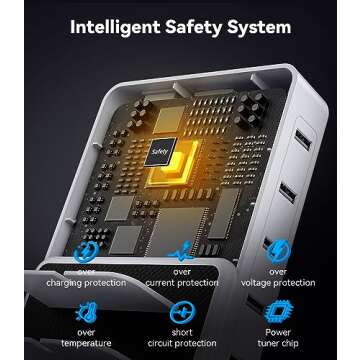 Honcila Charging Station for Multiple Devices, 50W 6 Ports Multi Charger Station Charging Dock with Groove Design and 6 Mixed Charging Cables for iPhone, iPad, Kindle, Tablet, Cellphone and Others