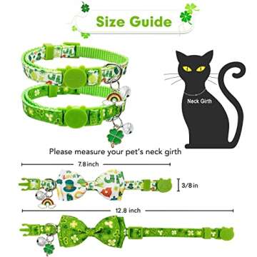 St. Patrick Day Cat Collars with Bow Tie - 2 Pack